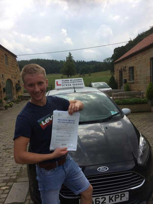 Just passed his driving test.